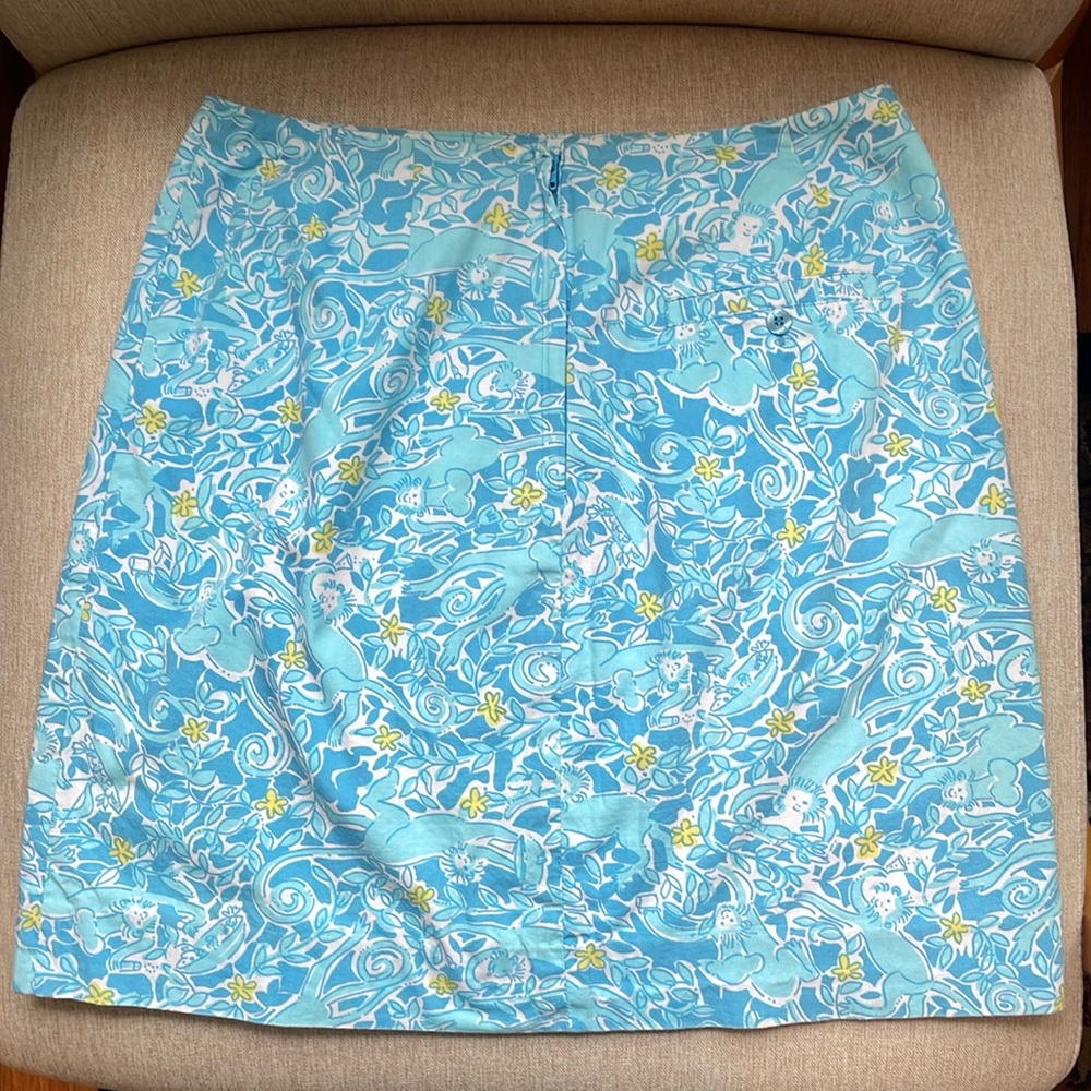 Lilly Pulitzer Blue and White Knee-Length Pencil Skirt - Picture 2 of 4